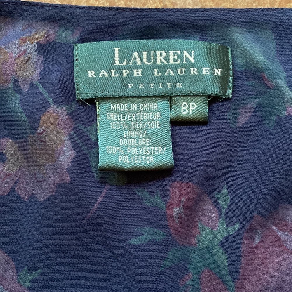 RALPH Lauren navy floral silk flowy‎ tiered knee length skirt - Picture 3 of 6